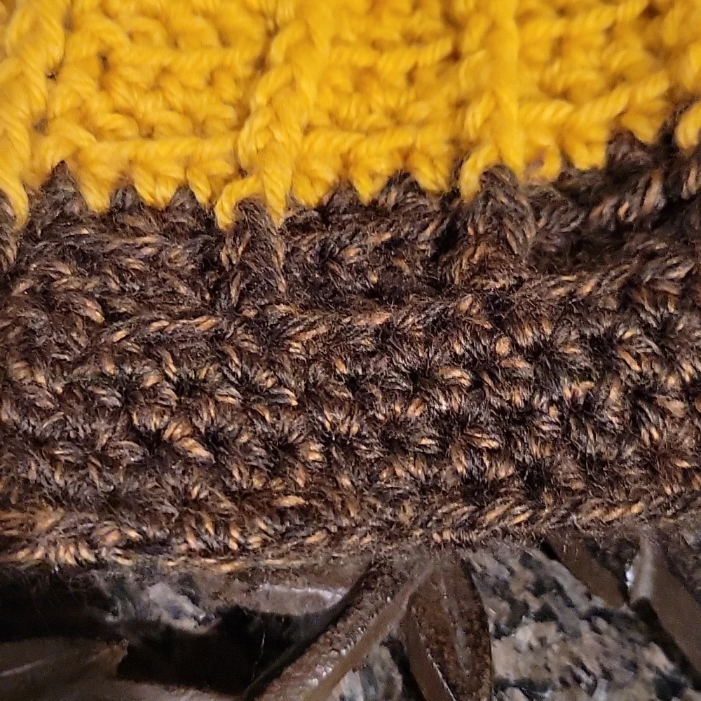Handmade pom-pom hat beanie with fleece lining at ears crochet